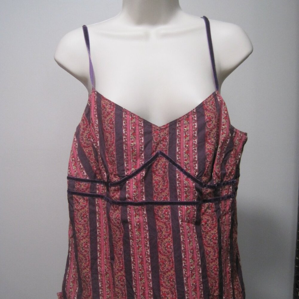 Tommy Hilfiger Womens Purple Red Tank Top Cami Striped Size Large Vintage Y2K